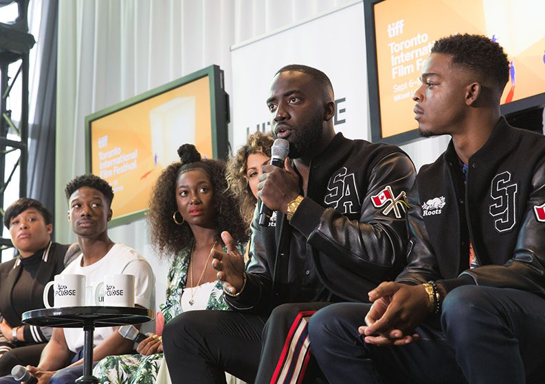 The Black Academy Co-Founders, Shamier Anderson and Stephan James at a panel during TIFF.